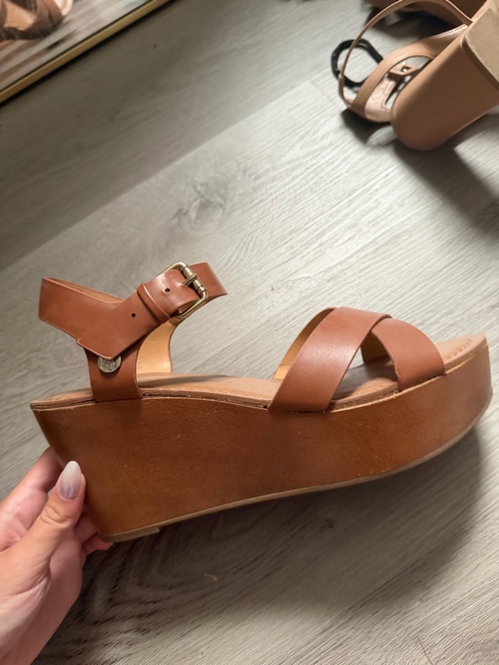 Tommy Hilfiger Shoes - Tommy Hilfiger Brown Leather Platform Sandal with Buckle Strap
